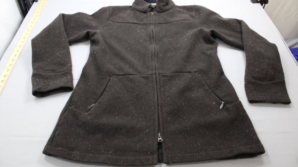 Ibex 100% Full Zip Jacket Coat Womens L Dark Brown Outdoor Long Sleeve